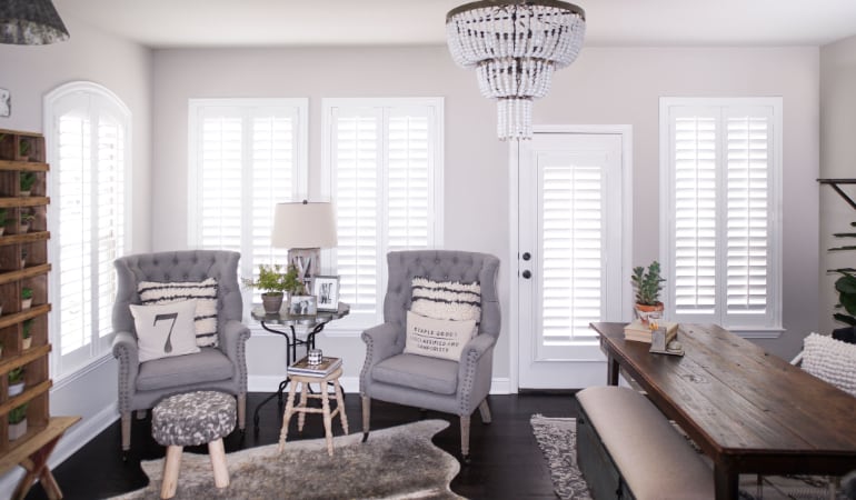 Plantation shutters in a Cincinnati living room